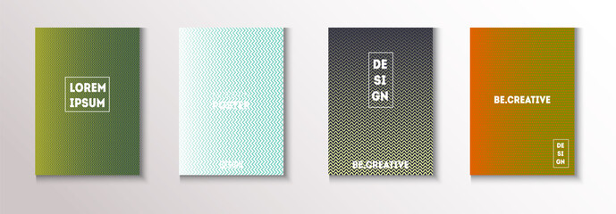 Wavy Minimal Cover Vector Set. Modern Flyer Graphic Design. 80s Neon 