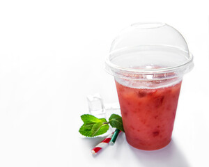 Refreshing summer drink with strawberry