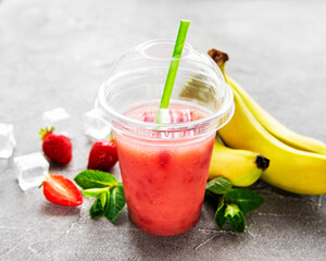 Refreshing summer drink with strawberry