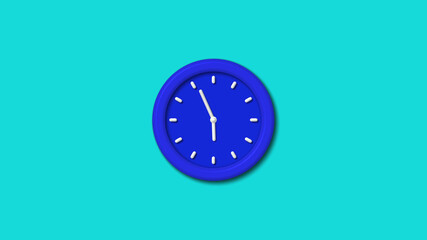 Amazing blue color 3d wall clock icon on cyan background clock icon