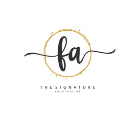 F A FA Initial letter handwriting and signature logo. A concept handwriting initial logo with template element.