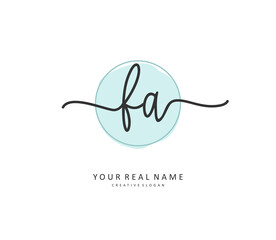 F A FA Initial letter handwriting and signature logo. A concept handwriting initial logo with template element.