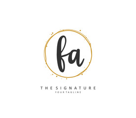 Fototapeta premium F A FA Initial letter handwriting and signature logo. A concept handwriting initial logo with template element.