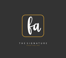 F A FA Initial letter handwriting and signature logo. A concept handwriting initial logo with template element.