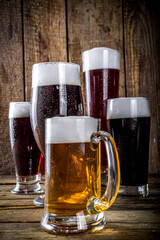 Set of various beer glasses