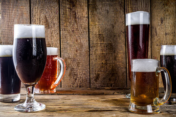 Set of various beer glasses