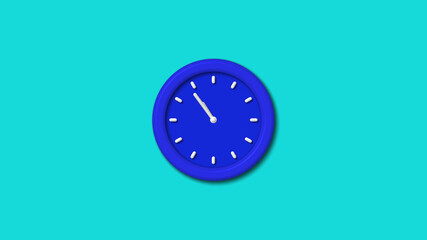 Amazing blue color 3d wall clock icon on cyan background clock icon