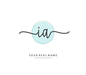 I A IA Initial letter handwriting and signature logo. A concept handwriting initial logo with template element.