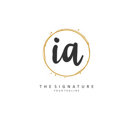 I A IA Initial letter handwriting and signature logo. A concept handwriting initial logo with template element.