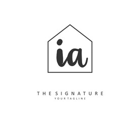 I A IA Initial letter handwriting and signature logo. A concept handwriting initial logo with template element.
