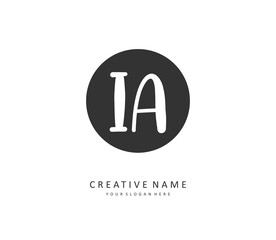 I A IA Initial letter handwriting and signature logo. A concept handwriting initial logo with template element.