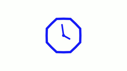 New blue color counting down clock icon on white background