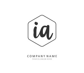 I A IA Initial letter handwriting and signature logo. A concept handwriting initial logo with template element.