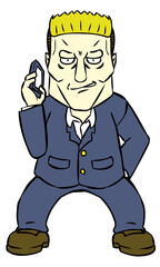 コワモテの中年男性のイラスト ニヤリ