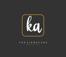 K A KA Initial letter handwriting and signature logo. A concept handwriting initial logo with template element.
