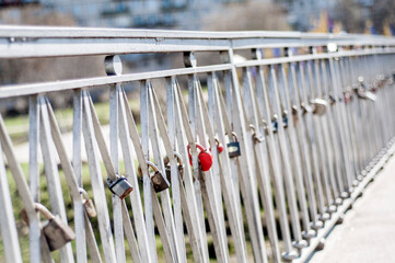 Loves locks on a bridge