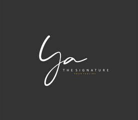 YA Initial letter handwriting and signature logo. A concept handwriting initial logo with template element.
