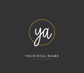 YA Initial letter handwriting and signature logo. A concept handwriting initial logo with template element.