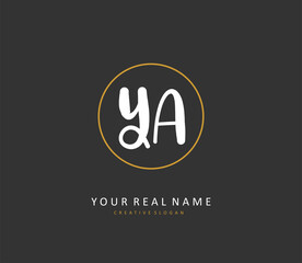 YA Initial letter handwriting and signature logo. A concept handwriting initial logo with template element.