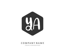 YA Initial letter handwriting and signature logo. A concept handwriting initial logo with template element.