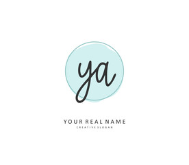 YA Initial letter handwriting and signature logo. A concept handwriting initial logo with template element.