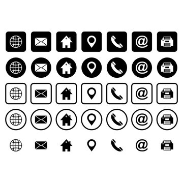 contact us icon set vector symbol of website icon isolated illustration white background