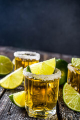 Golden tequila shots