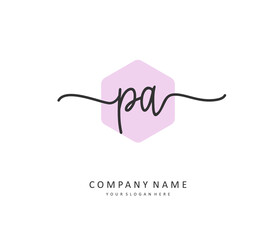 Fototapeta premium P A PA Initial letter handwriting and signature logo. A concept handwriting initial logo with template element.