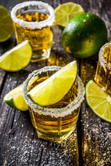 Golden tequila shots