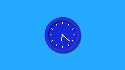 Amazing blue color 3d wall clock icon on aqua background,12 hours clock icon