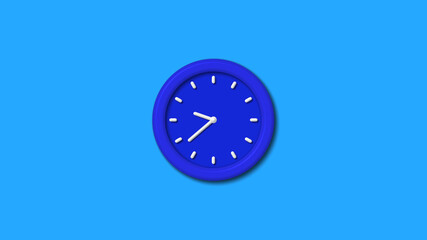 Amazing blue color 3d wall clock icon on aqua background,12 hours clock icon