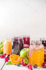 Assortment of berries and fruits jams