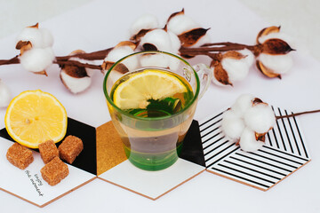green tea with lemon, healthy Breakfast
