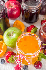 Assortment of berries and fruits jams
