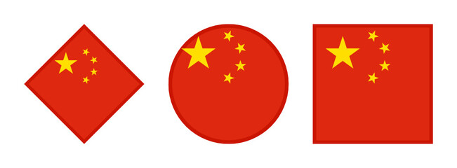 china flag icon set. isolated on white background
