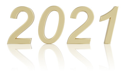 Illustrazione 3D. Anno nuovo 2021. Capodanno, 2021 in numeri a celebrare l'arrivo del nuovo anno.