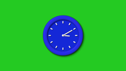 Amazing blue color 3d wall clock icon on green background,clock icon