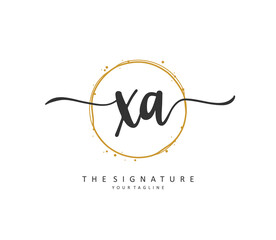 XA Initial letter handwriting and signature logo. A concept handwriting initial logo with template element.