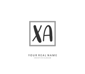 XA Initial letter handwriting and signature logo. A concept handwriting initial logo with template element.