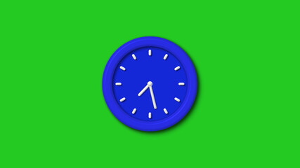 New blue color 3d wall clock icon on green background,Counting down clock icon