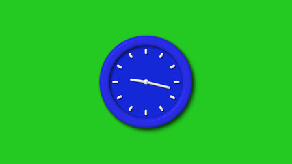 New blue color 3d wall clock icon on green background,Counting down clock icon