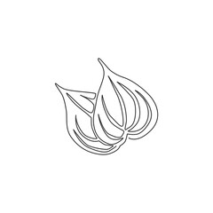 Fototapeta premium Single continuous line drawing of heap healthy organic betel leaf for farm logo identity. Mouth freshener utility concept for plant icon. Modern one line draw design graphic vector illustration