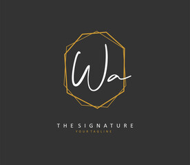 W A WA Initial letter handwriting and signature logo. A concept handwriting initial logo with template element.
