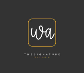 W A WA Initial letter handwriting and signature logo. A concept handwriting initial logo with template element.
