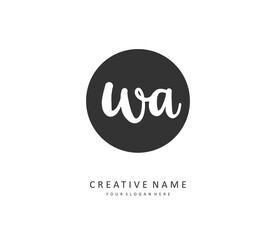 Obraz premium W A WA Initial letter handwriting and signature logo. A concept handwriting initial logo with template element.