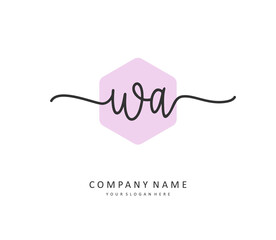 Fototapeta premium W A WA Initial letter handwriting and signature logo. A concept handwriting initial logo with template element.