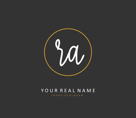 R A RA Initial letter handwriting and signature logo. A concept handwriting initial logo with template element.