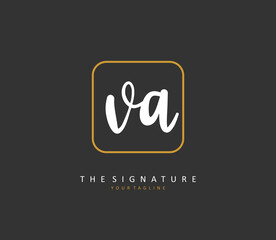 V A VA Initial letter handwriting and signature logo. A concept handwriting initial logo with template element.