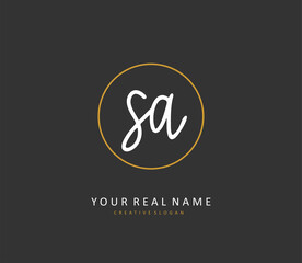 SA Initial letter handwriting and signature logo. A concept handwriting initial logo with template element.