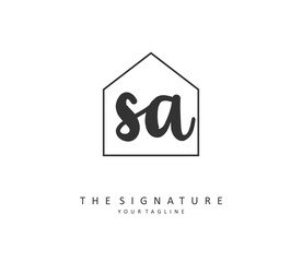 SA Initial letter handwriting and signature logo. A concept handwriting initial logo with template element.